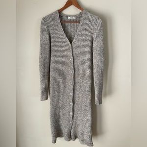 Mango Long Heathered Brown Cardigan Size Small with Buttons
